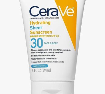 CeraVe Hydrating Sheer Sunscreen SPF 30 for Face and Body